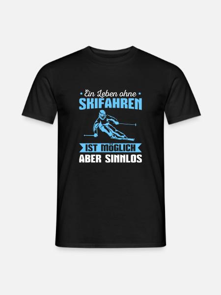 Skifahren Wintersport Skifahrer - Männer T-Shirt - Schwarz