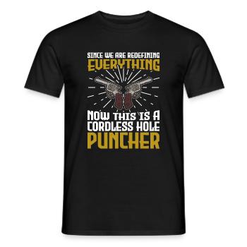 This is a cordless hole puncher - Men's T-Shirt - black - Front - AI Model Male 178 light (178cm)