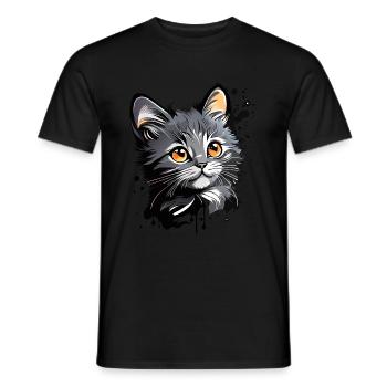 niedliches Kätzchen, Katze - Männer T-Shirt - Schwarz - Vorne - AI Model Male 178 light (178cm)
