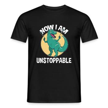 Now I Am Unstoppable Funny T-Rex - Männer T-Shirt - Schwarz - Vorne - AI Model Male 178 light (178cm)
