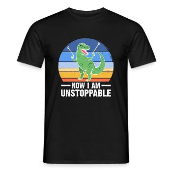 Now I Am Unstoppable Funny T-Rex - Männer T-Shirt - Schwarz - Vorne - AI Model Male 178 light (178cm)