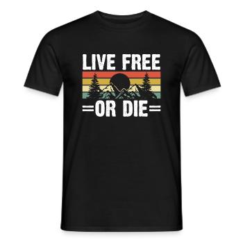 Live Free or Die Retro Nature Vintage New - Men's T-Shirt - black - Front - AI Model Male 178 light (178cm)