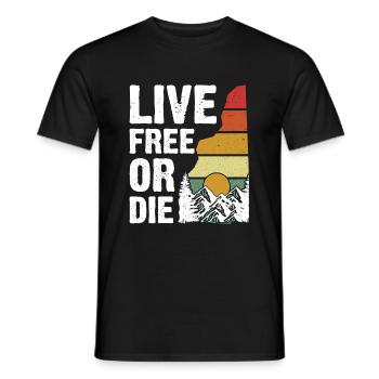 Live Free or Die Retro Nature Vintage New - Men's T-Shirt - black - Front - AI Model Male 178 light (178cm)