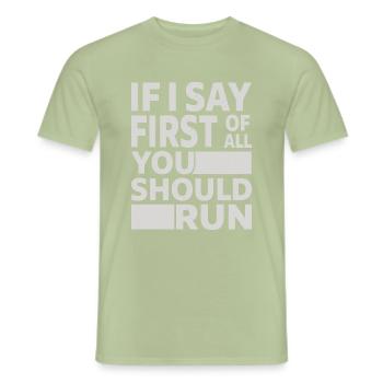 Funny political debating for - Men's T-Shirt - sage - Front - AI Model Male 178 light (178cm)
