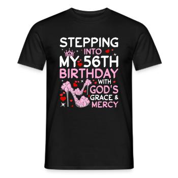 High Heels Kick In My 56th Birthday - Men's T-Shirt - black - Front - AI Model Male 178 light (178cm)