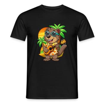 Lustige Biber Cartoon Sommer Strand Sonnenbrille - Männer T-Shirt - Schwarz - Vorne - AI Model Male 178 light (178cm)