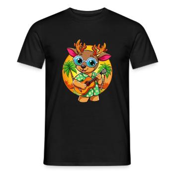 Funny Deer Cartoon Summer Beach Sunglasses Guitar - Men's T-Shirt - black - Front - AI Model Male 178 light (178cm)
