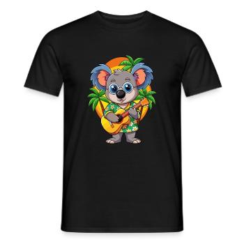 Lustige Koala Cartoon Sommer Strand Sonnenbrille Gitarre - Männer T-Shirt - Schwarz - Vorne - AI Model Male 178 light (178cm)