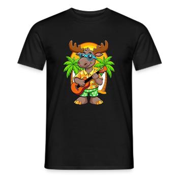 Lustige Elch Cartoon Sommer Strand Sonnenbrille Gitarre - Männer T-Shirt - Schwarz - Vorne - AI Model Male 178 light (178cm)