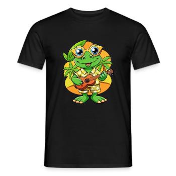 Lustige Frosch Cartoon Sommer Strand Sonnenbrille Gitarre - Männer T-Shirt - Schwarz - Vorne - AI Model Male 178 light (178cm)
