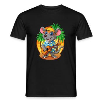 Lustige Ratte Cartoon Sommer Strand Sonnenbrille Gitarre - Männer T-Shirt - Schwarz - Vorne - AI Model Male 178 light (178cm)