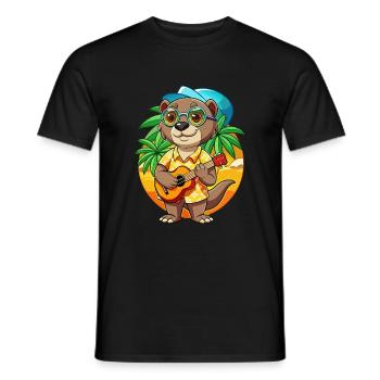 Lustige Otter Cartoon Sommer Strand Sonnenbrille Gitarre - Männer T-Shirt - Schwarz - Vorne - AI Model Male 178 light (178cm)