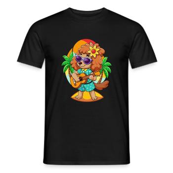 Drôle Caniche Chien Dessin Animé Plage D’été Lunettes De Soleil - T-shirt homme - noir - Devant - AI Model Male 178 light (178cm)