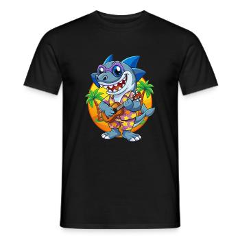 Lustige Hai Cartoon Sommer Strand Sonnenbrille Gitarre - Männer T-Shirt - Schwarz - Vorne - AI Model Male 178 light (178cm)