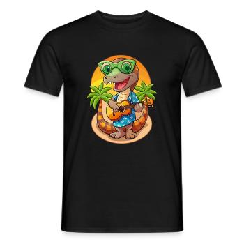 Funny Snake Cartoon Summer Beach Sunglasses Guitar - Men's T-Shirt - black - Front - AI Model Male 178 light (178cm)