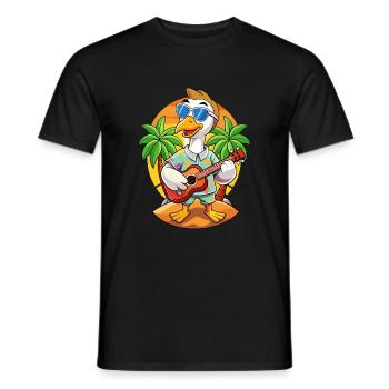 Drôle Cygne Dessin Animé Plage D’été Lunettes De Soleil Guitare - T-shirt homme - noir - Devant - AI Model Male 178 light (178cm)