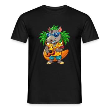 Lustige Tapir Cartoon Sommer Strand Sonnenbrille Gitarre - Männer T-Shirt - Schwarz - Vorne - AI Model Male 178 light (178cm)