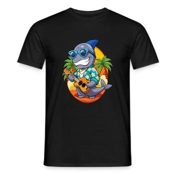 Funny Whale Cartoon Summer Beach Sunglasses Guitar - Men's T-Shirt - black - Front - AI Model Male 178 light (178cm)