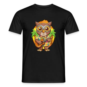 Lustige Eule Cartoon Sommer Strand Sonnenbrille Gitarre - Männer T-Shirt - Schwarz - Vorne - AI Model Male 178 light (178cm)