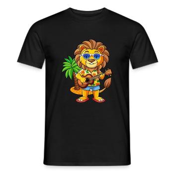 Funny Lion Summer Beach Sunglasses Hawaiian - Men's T-Shirt - black - Front - AI Model Male 178 light (178cm)