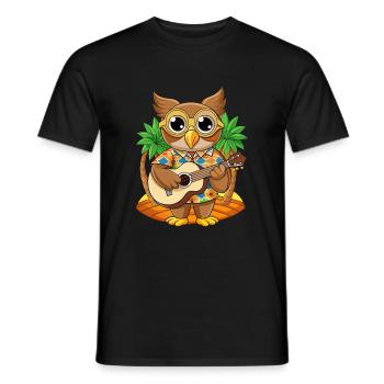 Lustige Eule Cartoon Sommer Strand Sonnenbrille Gitarre - Männer T-Shirt - Schwarz - Vorne - AI Model Male 178 light (178cm)