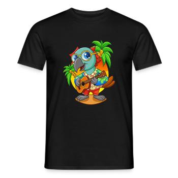 Drôle de perroquet d’été plage lunettes de soleil hawaïenne - T-shirt homme - noir - Devant - AI Model Male 178 light (178cm)