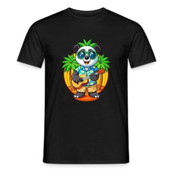 Funny Panda Summer Beach Sunglasses Hawaiian - Men's T-Shirt - black - Front - AI Model Male 178 light (178cm)