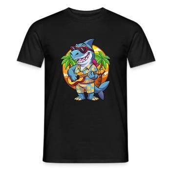 Funny Shark Summer Beach Sunglasses Hawaiian - Men's T-Shirt - black - Front - AI Model Male 178 light (178cm)