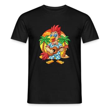 Lustige Hahn Sommer Strand Sonnenbrille Hawaiianisch - Männer T-Shirt - Schwarz - Vorne - AI Model Male 178 light (178cm)