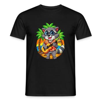 Funny Raccoon Summer Beach Sunglasses Hawaiian - Men's T-Shirt - black - Front - AI Model Male 178 light (178cm)