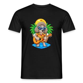 Lustige Pudel Hund Sommer Strand Sonnenbrille Hawaiianisch - Männer T-Shirt - Schwarz - Vorne - AI Model Male 178 light (178cm)