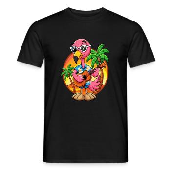Lustige Flamingo Sommer Strand Sonnenbrille Hawaiianisch - Männer T-Shirt - Schwarz - Vorne - AI Model Male 178 light (178cm)