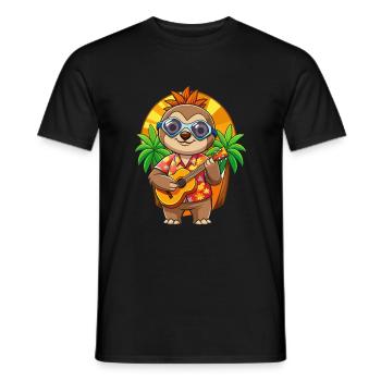 Funny Sloth Summer Beach Sunglasses Hawaiian - Men's T-Shirt - black - Front - AI Model Male 178 light (178cm)