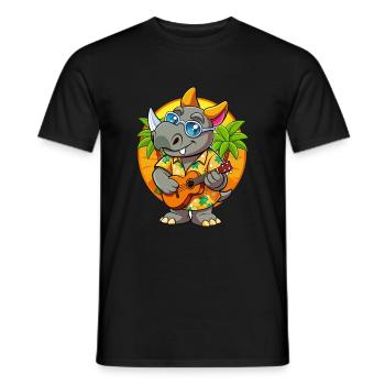 Funny Rhino Summer Beach Sunglasses Hawaiian - Men's T-Shirt - black - Front - AI Model Male 178 light (178cm)