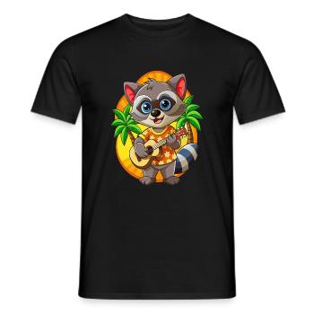 Lustige Waschbär Sommer Strand Sonnenbrille Hawaiianisch - Männer T-Shirt - Schwarz - Vorne - AI Model Male 178 light (178cm)