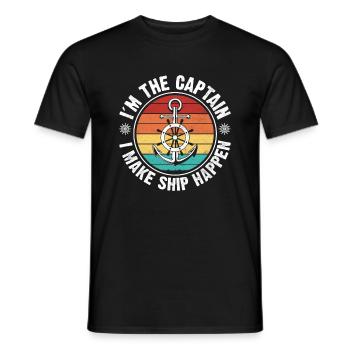 Pontoon Boat Captain Boating Gift - Men's T-Shirt - black - Front - AI Model Male 178 light (178cm)