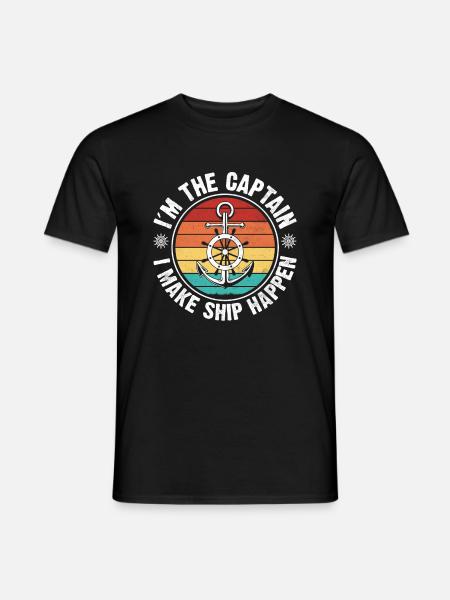 Pontoon Boot Kapitän Bootfahren Geschenk - Männer T-Shirt - Schwarz