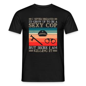 policier drôle tenue de police - T-shirt homme - noir - Devant - AI Model Male 178 light (178cm)
