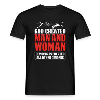God Created Man - Men's T-Shirt - black - Front - AI Model Male 178 light (178cm)