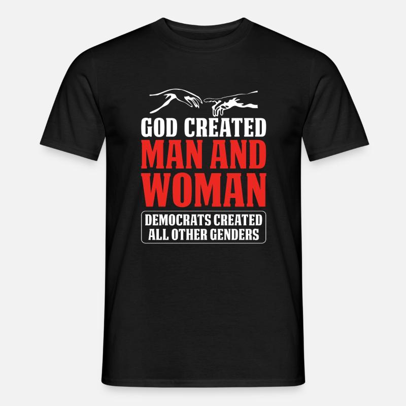 Gott Schuf Den Menschen - Männer T-Shirt - Schwarz