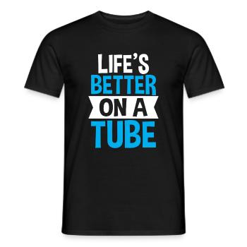 Summer Float Trip River Tubing Party Beach Outfit - Men's T-Shirt - black - Front - AI Model Male 178 light (178cm)