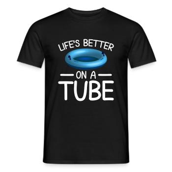 Summer Float Trip River Tubing Party Beach Outfit - Men's T-Shirt - black - Front - AI Model Male 178 light (178cm)