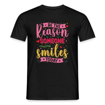 Why someone smiles inspiringly today - Men's T-Shirt - black - Front - AI Model Male 178 light (178cm)