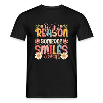 Why someone smiles inspiringly today - Men's T-Shirt - black - Front - AI Model Male 178 light (178cm)