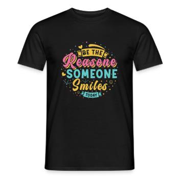 Why someone smiles inspiringly today - Men's T-Shirt - black - Front - AI Model Male 178 light (178cm)