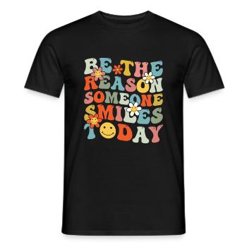 Why someone smiles inspiringly today - Men's T-Shirt - black - Front - AI Model Male 178 light (178cm)