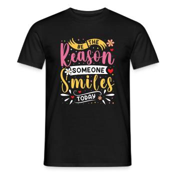Why someone smiles inspiringly today - Men's T-Shirt - black - Front - AI Model Male 178 light (178cm)