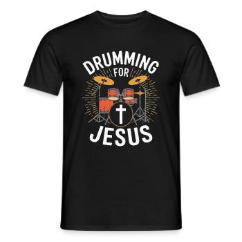 Trommeln Für Jesus Drummer Schlagzeuger - Männer T-Shirt - Schwarz - Vorne - AI Model Male 178 light (178cm)