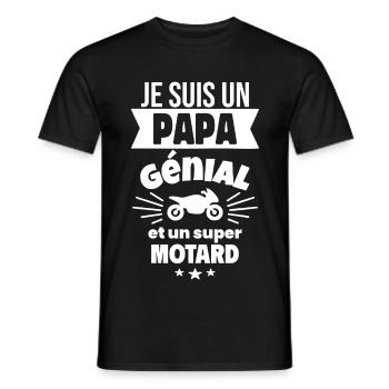 Je suis un papa génial et un super motard - T-shirt homme - noir - Devant - AI Model Male 178 light (178cm)