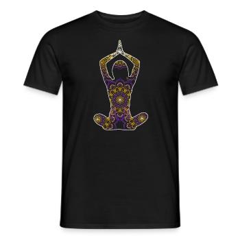 Yoga Pose Tee shirt Femme Mandala Namaste Shirt - T-shirt homme - noir - Devant - AI Model Male 178 light (178cm)